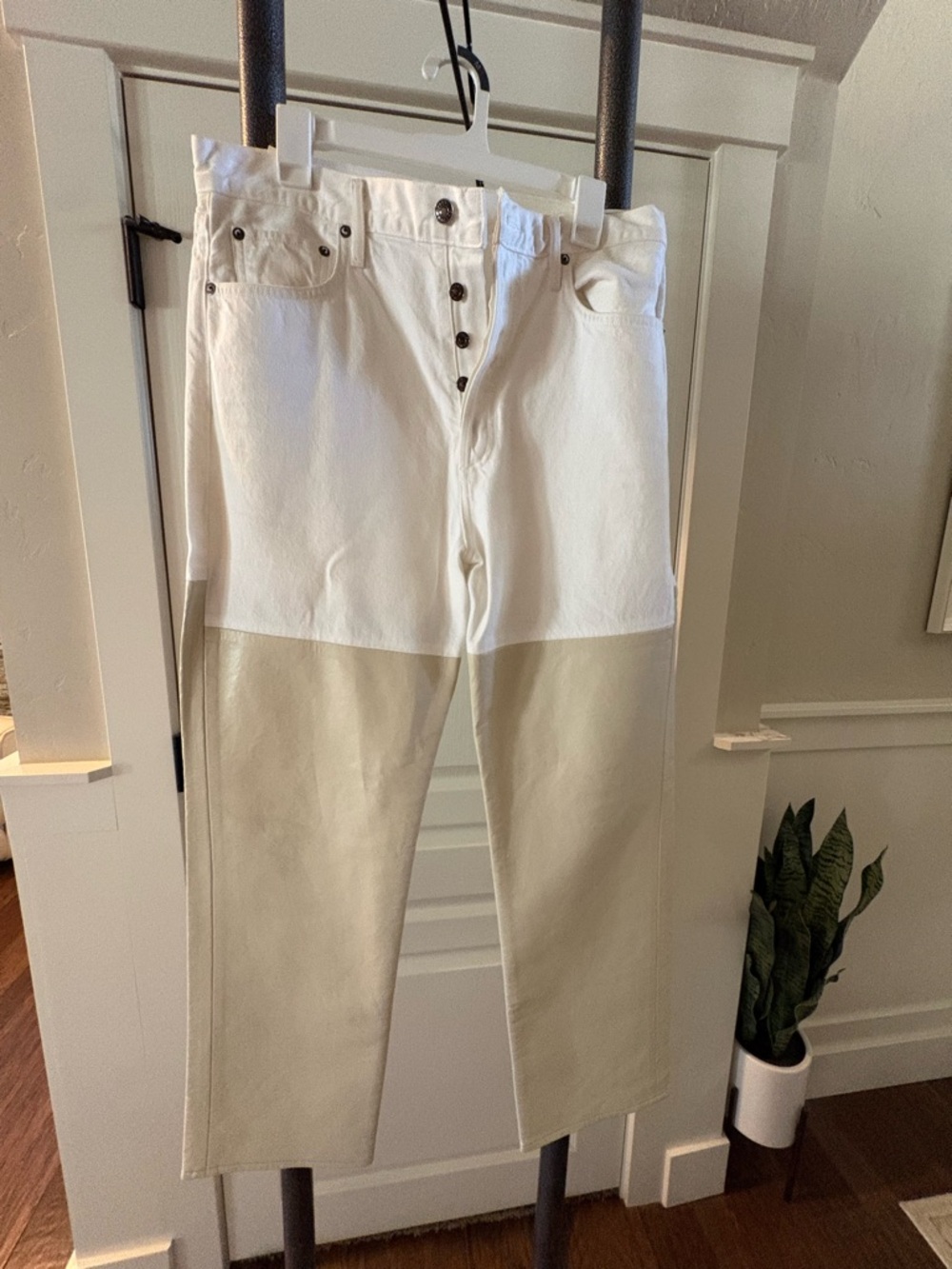 Agolde 90’s Cream Two-Tone High-Rise Jeans
